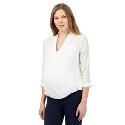 Red Herring Maternity Ivory wrap blouse